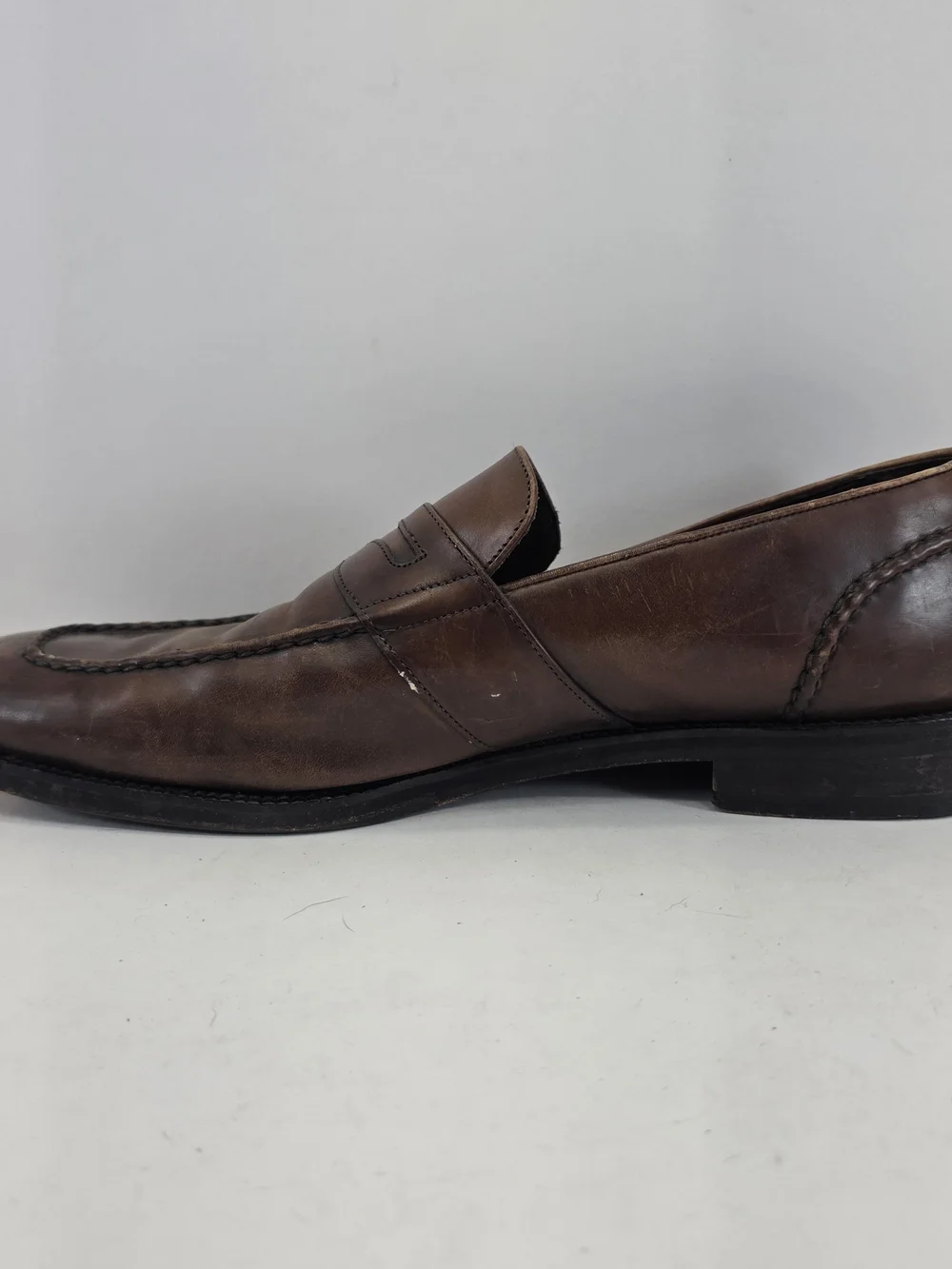 Cole Haan Men’s 12M Brown Leather Penny Loafers Moc Toe Dress Shoes